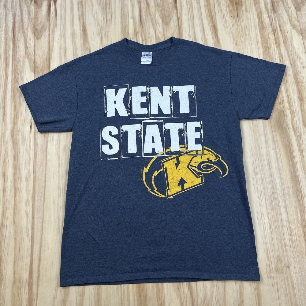 Y2K Kent State University Men's Medium Gray T-Shirt Double Sided Collegiate
